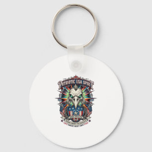 Patriotic End Of Days Eagle Skull Zombie Apocalyps Keychain