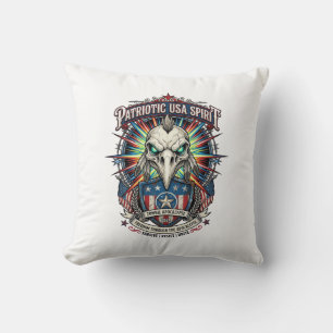 Patriotic End Of Days Eagle Skull Zombie Apocalyps Throw Pillow
