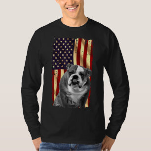 Patriotic English Bulldog American Flag July 4th D T-Shirt