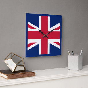 Patriotic English Flag Square Wall Clock