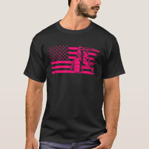 Patriotic Equestrian 4th Of July American Flag Bar T-Shirt