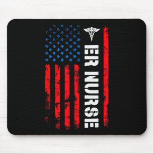 Patriotic Er Nurse Shirt Retro American Flag 4th O Mouse Pad