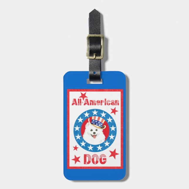 Patriotic Eskie Luggage Tag (Front Vertical)