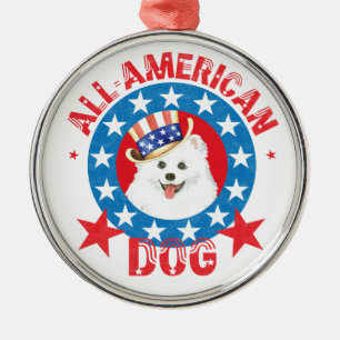Patriotic Eskie Metal Ornament