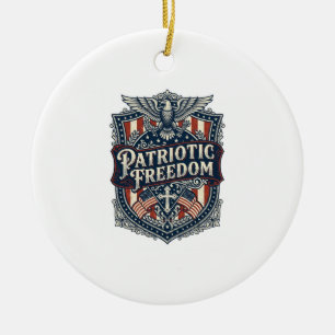 Patriotic Faith Family Freedom Vector Graphic Tee Ceramic Ornament