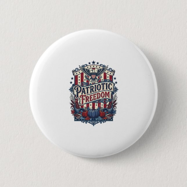 Patriotic Fall Harvest Vector Graphic Tee 2 Inch Round Button (Front)