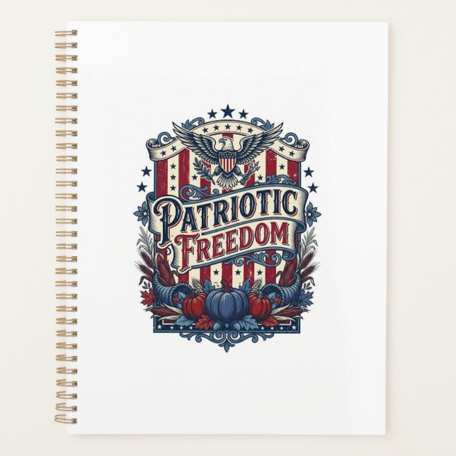 Patriotic Fall Harvest Vector Graphic Tee Planner (Front)