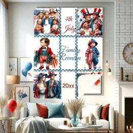 Patriotic Family Reunion 6-Photo Collage 4th July  Sherpa Blanket