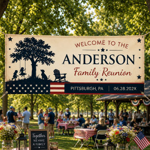 Patriotic Family Reunion Banner Personalized