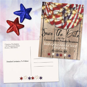Patriotic Family Reunion Save The Date  Announcement Postcard