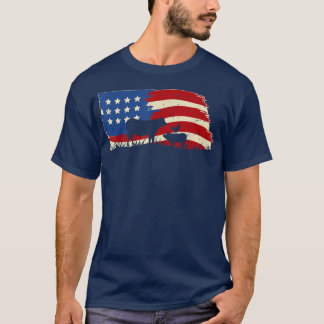 Patriotic Farm Animal American Flag Cow Pig Goat R T-Shirt