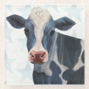 Patriotic Farm - Cow Glass Coaster