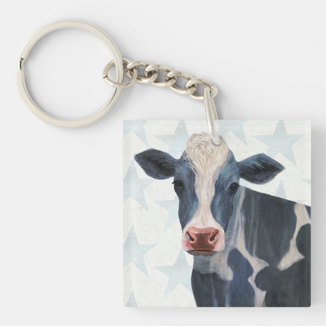 Patriotic Farm - Cow Keychain (Front)