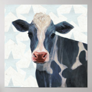 Patriotic Farm - Cow Poster