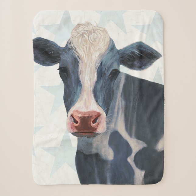 Patriotic Farm - Cow Sherpa Blanket (Front)