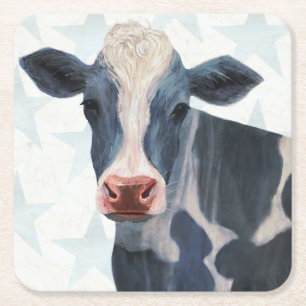 Patriotic Farm - Cow Square Paper Coaster