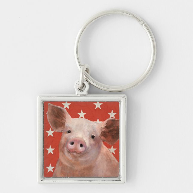 Patriotic Farm - Pig Keychain (Front)