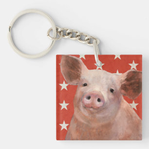 Patriotic Farm - Pig Keychain