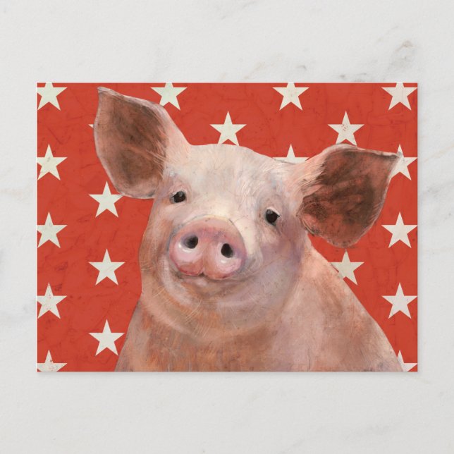 Patriotic Farm - Pig Postcard (Front)