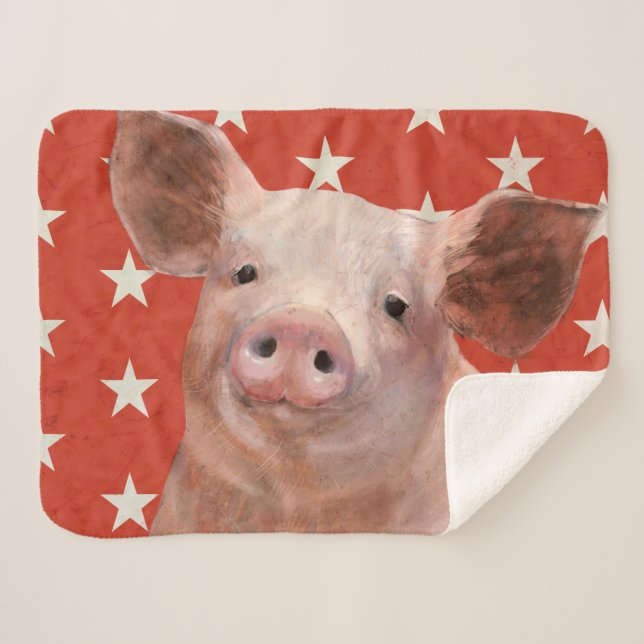 Patriotic Farm - Pig Sherpa Blanket (Front (Horizontal))