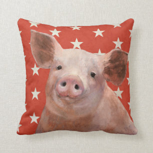 Patriotic Farm - Pig Throw Pillow