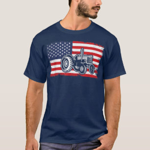 Patriotic Farming Farmer USA American Flag Tracto T-Shirt