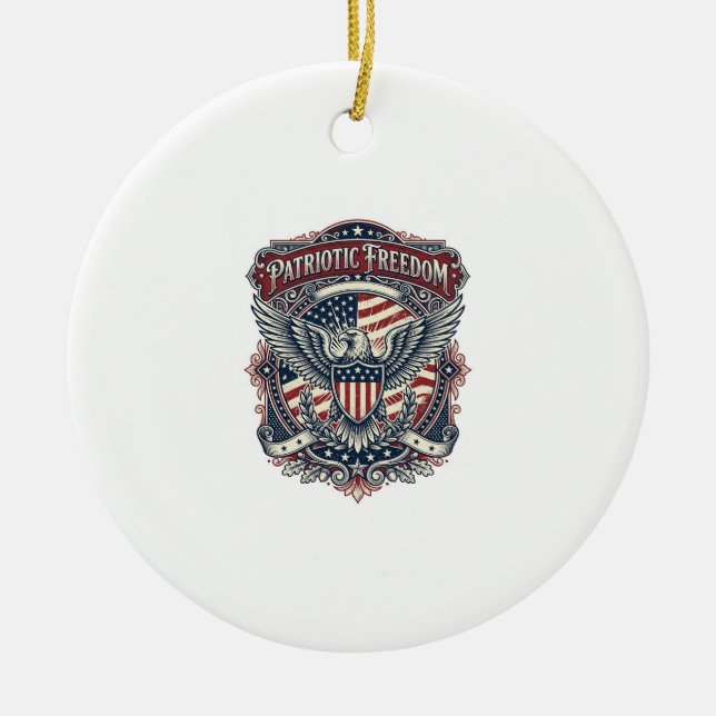 Patriotic Fathers Day Vector Graphic Tee Ceramic Ornament (Front)