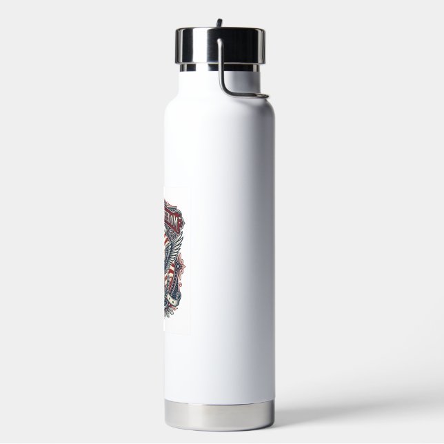 Patriotic Fathers Day Vector Graphic Tee Water Bottle (Left)