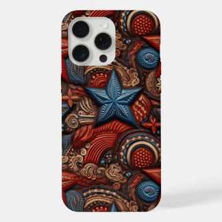 Patriotic Faux Leather iPhone 15 Pro Max Case