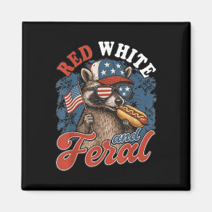 Patriotic Feral Raccoon Illustration For July 4th  Magnet
