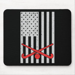 Patriotic Field Hockey American Flag Women Men  Mouse Pad