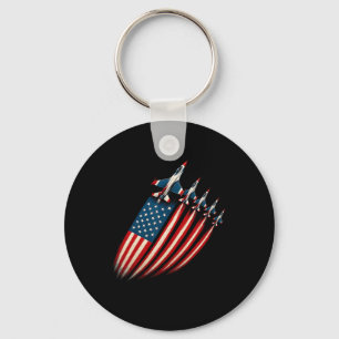 Patriotic Fighter Jet Airplane Usa Flag 4th Of Jul Keychain