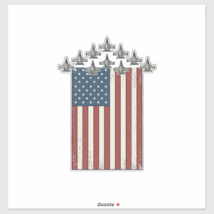 Patriotic Fighter Jet Flag Vintage Engraving Desig