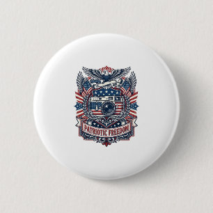 Patriotic Film Camera Lover Vector Graphic Tee 2 Inch Round Button