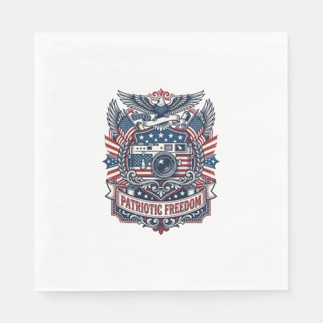 Patriotic Film Camera Lover Vector Graphic Tee Napkin (Front)