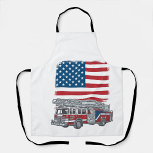 Patriotic Fire Truck American Flag Vintage Shirt_1 Apron