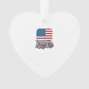 Patriotic Fire Truck American Flag Vintage Shirt_1 Ornament