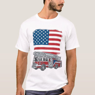 Patriotic Fire Truck American Flag Vintage Shirt_1 T-Shirt