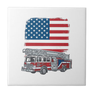 Patriotic Fire Truck American Flag Vintage Shirt_1 Tile