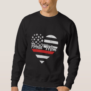 Patriotic Firefighter Mom Thin Red Line Heart Flag Sweatshirt