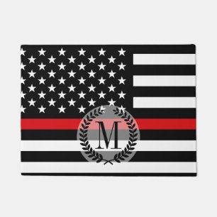 Patriotic Firefighter Style American Flag Doormat