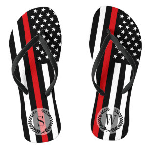 Patriotic Firefighter Style American Flag Flip Flops