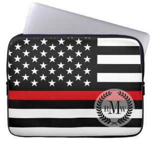 Patriotic Firefighter Style American Flag Laptop Sleeve
