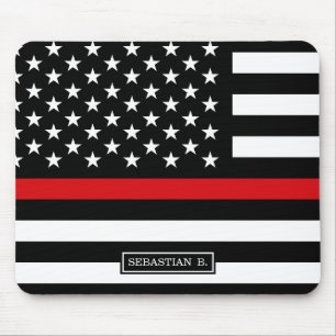 Patriotic Firefighter Style American Flag Mouse Pad