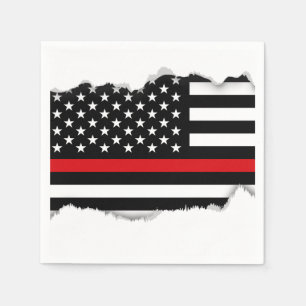 Patriotic Firefighter Style American Flag Napkin