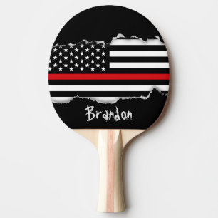 Patriotic Firefighter Style American Flag Ping Pong Paddle