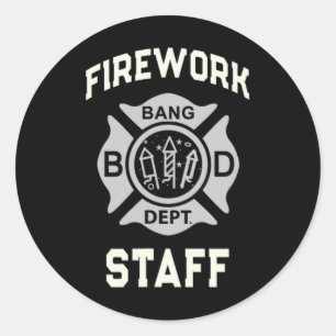 Patriotic Firework Staff 4th Of July Crew Safety D Classic Round Sticker