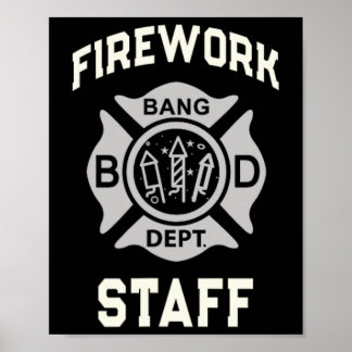 Patriotic Firework Staff 4th Of July Crew Safety D Poster