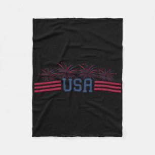 Patriotic Fireworks 4th Of July American Flag Usa Fleece Blanket