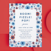 Patriotic Fireworks 4th of July Invitation Post
